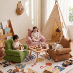Bear Chenille Kids Lounge Chair with Rounded Silhouette for Reading Nooks