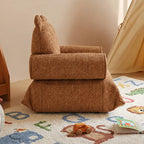 Bear Chenille Kids Lounge Chair with Rounded Silhouette for Reading Nooks