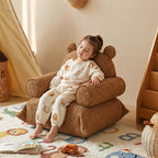 Bear Chenille Kids Lounge Chair with Rounded Silhouette for Reading Nooks