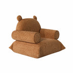 Bear Chenille Kids Lounge Chair with Rounded Silhouette for Reading Nooks