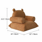 Bear Chenille Kids Lounge Chair with Rounded Silhouette for Reading Nooks Dimensions