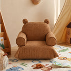 Bear Chenille Kids Lounge Chair with Rounded Silhouette for Reading Nooks Main Product Image