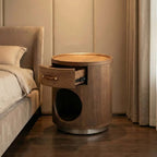 Bedroom Multifunctional Pet-Friendly Nightstand With Drawer and Cat Den