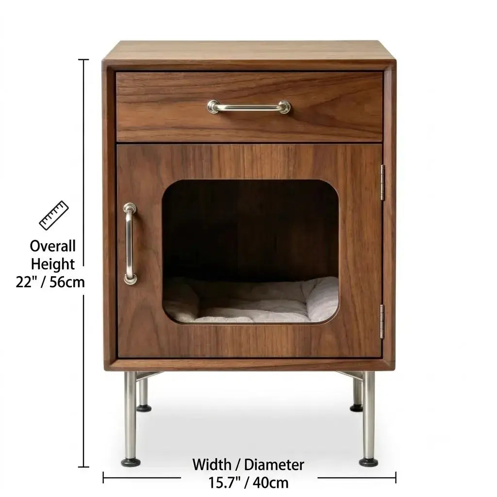 Bedroom Multifunctional Pet-Friendly Nightstand With Drawer and Cat Den Dimensions