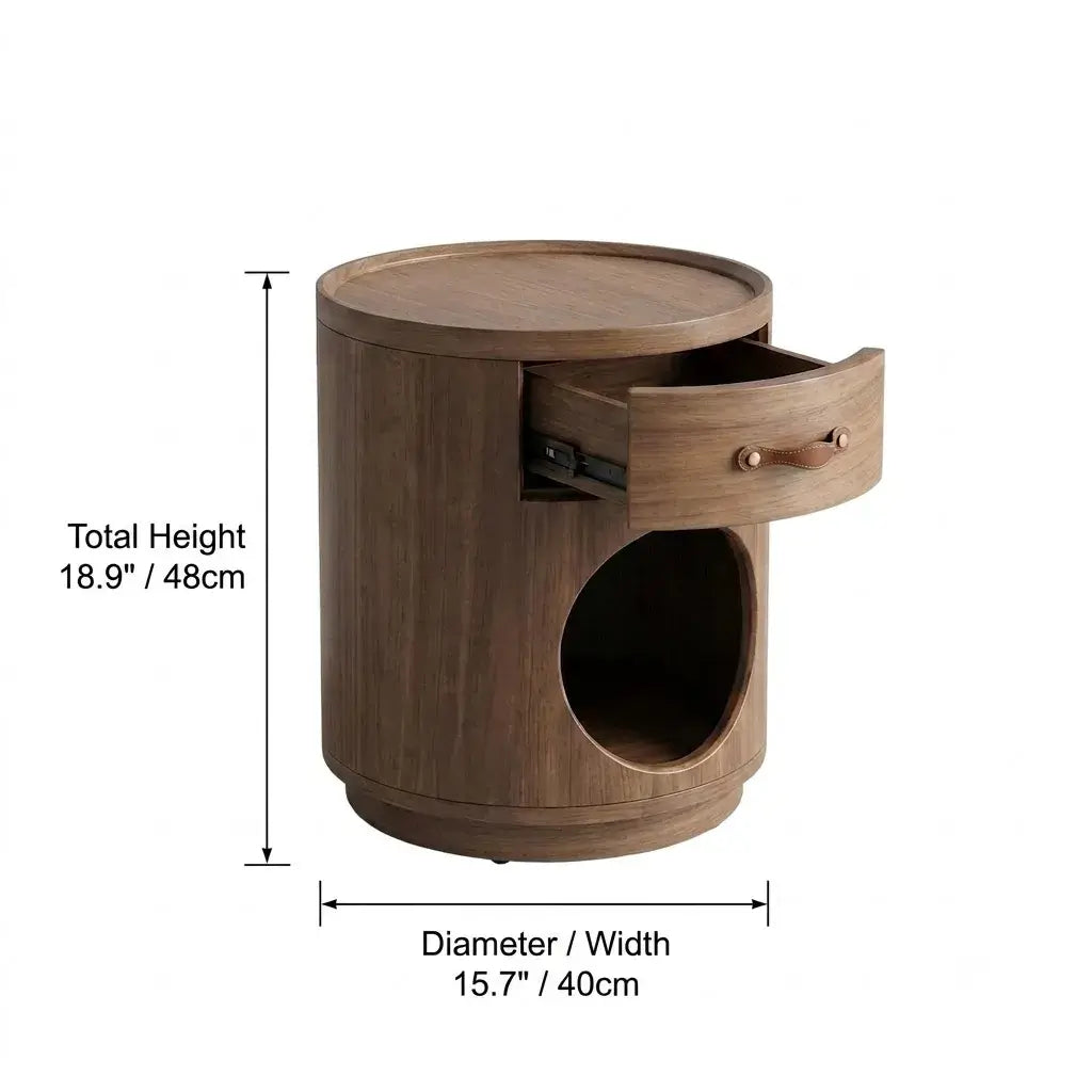 Bedroom Multifunctional Pet-Friendly Nightstand With Drawer and Cat Den Dimensions