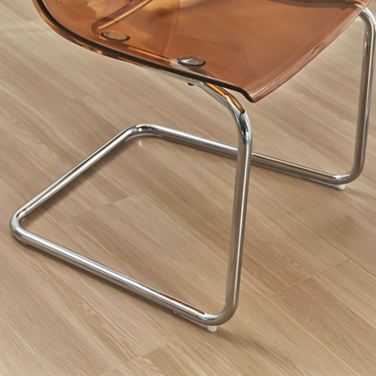 Scandinavian style low back side chair made of plastic and acrylic, ideal for kitchen and dining areas