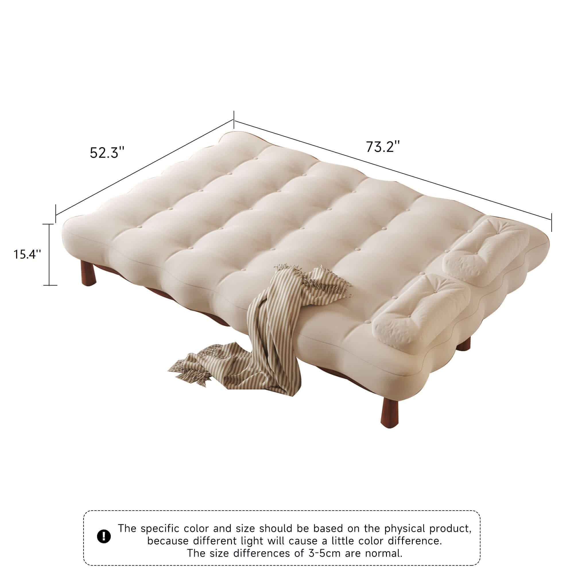 Beige modern convertible sleeper sofa bed with romantic design, perfect for small spaces