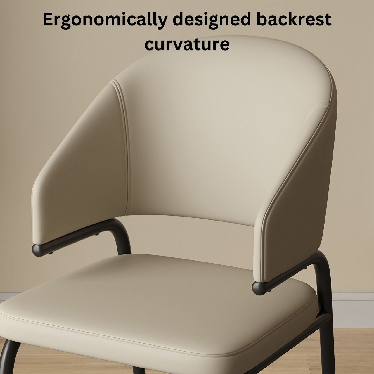 Luxurious Single Seat Beige Dining Chair with Durable Leather Upholstery
