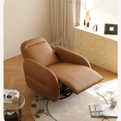 Beige Faux Leather Electric Recliner Chair in Retro Style