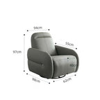 Beige faux leather electric recliner chair with retro U-shaped design, swivel and rocking features