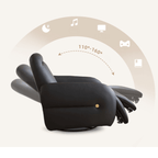 Beige faux leather electric recliner chair with retro U-shaped design, swivel and rocking features