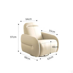 Modern Retro Beige Electric Recliner Chair with Leather Look and U-Shaped Base