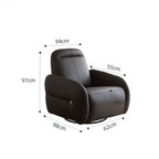 Beige faux leather electric recliner chair with retro U-shaped design, swivel and rocking features