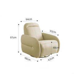 Beige Faux Leather Electric Recliner Chair in Retro Style