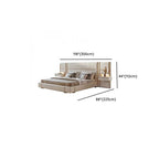 Beige Glam Panel Bed with Wood Slat Support and Metal Accents Dimensions