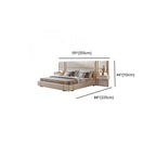 Beige Glam Panel Bed with Wood Slat Support and Metal Accents Dimensions