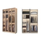 Beige Glass Front Wardrobe System With Display Shelves and Top Cabinets