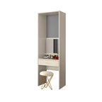 Beige Glass Front Wardrobe System With Display Shelves and Top Cabinets
