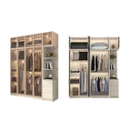 Beige Glass Front Wardrobe System With Display Shelves and Top Cabinets
