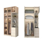 Beige Glass Front Wardrobe System With Display Shelves and Top Cabinets