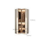 Beige Glass Front Wardrobe System With Display Shelves and Top Cabinets Dimensions