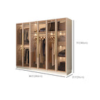 Beige Glass Front Wardrobe System With Display Shelves and Top Cabinets Dimensions