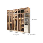 Beige Glass Front Wardrobe System With Display Shelves and Top Cabinets Dimensions