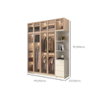 Beige Glass Front Wardrobe System With Display Shelves and Top Cabinets Dimensions