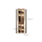 Beige Glass Front Wardrobe System With Display Shelves and Top Cabinets Dimensions