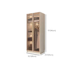 Beige Glass Front Wardrobe System With Display Shelves and Top Cabinets Dimensions