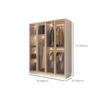 Beige Glass Front Wardrobe System With Display Shelves and Top Cabinets Dimensions