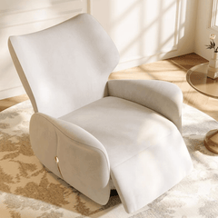 Beige Matte Velvet Electric Recliner Chair with Adjustable Comfort