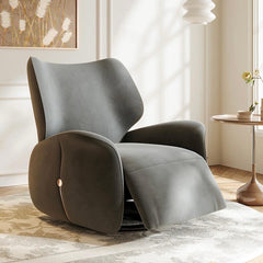 Contemporary Beige Matte Velvet Electric Recliner for Home