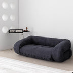 Beige 3-seater microfiber leather sofa bed in Nordic style with versatile design