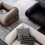 Beige 3-seater microfiber leather sofa bed in Nordic style with versatile design