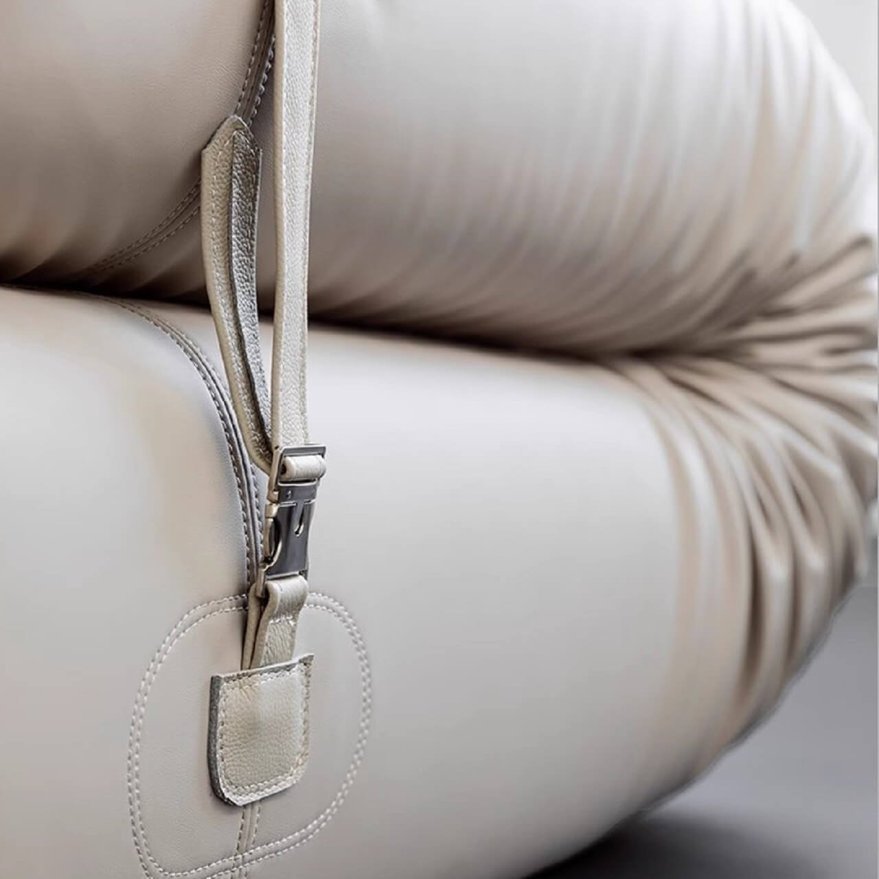 Beige 3-seater microfiber leather sofa bed in Nordic style with versatile design