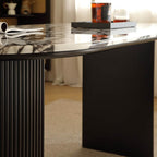 Oval multicolor genuine marble dining table set with 4 chairs for stylish dining rooms