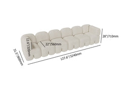 127.6" Modern White Upholstered Velvet Floor Couch 4Seater Sofa Living Room