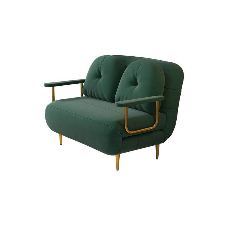 Convertible sofa sleeper with tufted back and polyester fiber upholstery