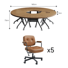 Elegant Fusion: Modern Curve-Design Foldable Conference Table with Comfortable Mesh Chairs