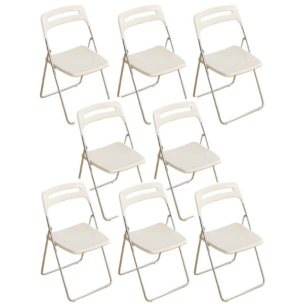 Modern collapsible open back side chair made of plastic and acrylic, ideal for kitchen and dining areas