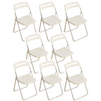 Modern collapsible open back side chair made of plastic and acrylic, ideal for kitchen and dining areas
