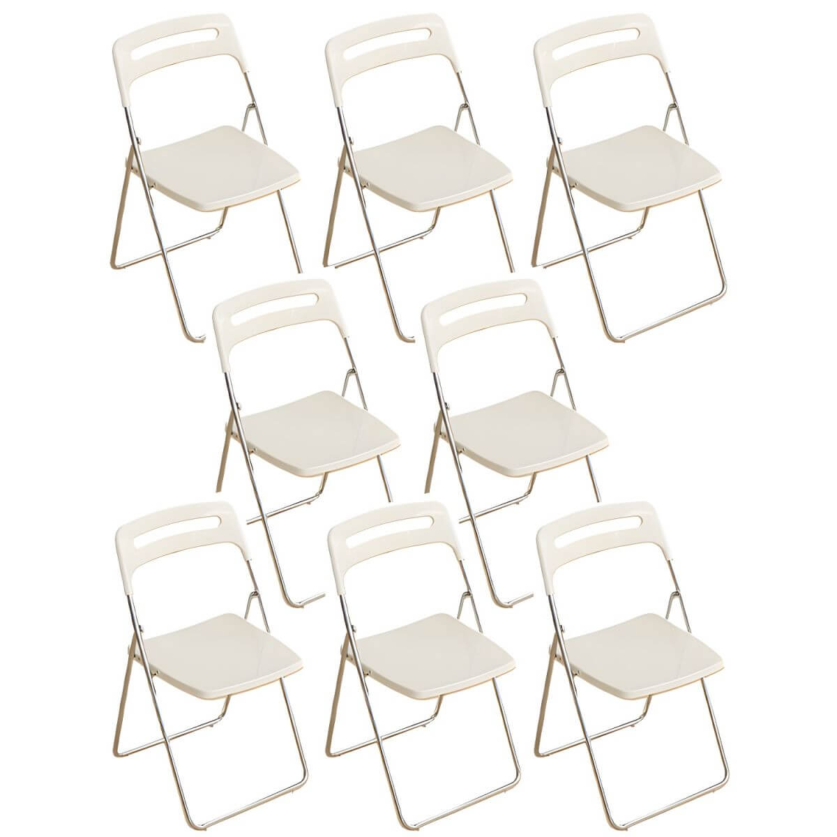 Modern collapsible open back side chair made of plastic and acrylic, ideal for kitchen and dining areas