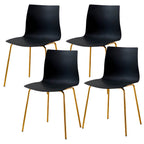 Modern plastic and acrylic side chair with metal legs, ideal for kitchen and dining rooms