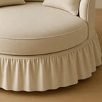 Birch Linen Oversized Circle Sofa with Layered Cushions and Ruffle Skirt