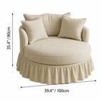 Birch Linen Oversized Circle Sofa with Layered Cushions and Ruffle Skirt Dimensions