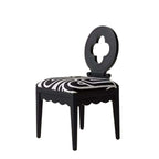 Single dining chair with black and white velvet plum blossom backrest and high-grade jacquard fabric