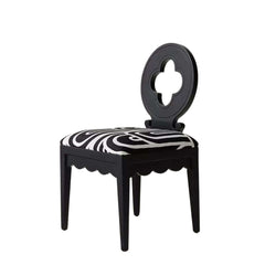 Sophisticated Black and White Plum Blossom Dining Chair in Velvet