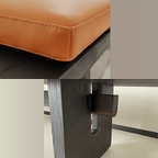 Black Ash Wood Bench with Geometric Metal Legs, Nordic Style