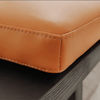 Black Ash Wood Bench with Geometric Metal Legs, Nordic Style